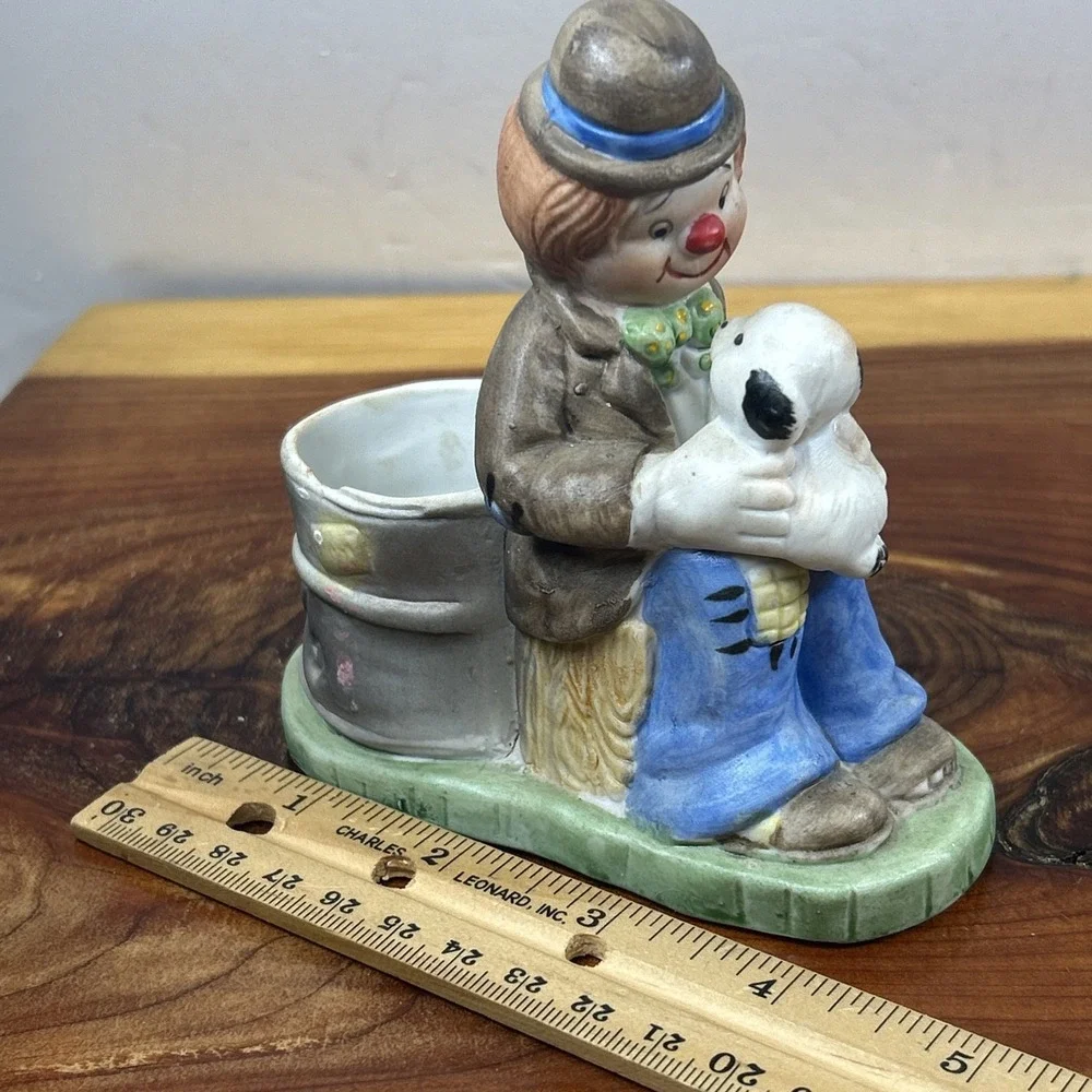 Vintage Jasco Hobo Luvkins Candle Holder‎ Clown Hobo With Puppy